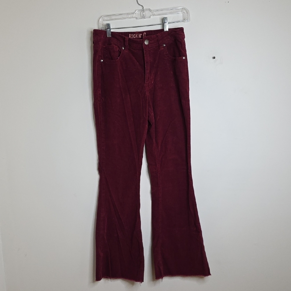 Rockin' C Burgundy Corduroy Flare Pants Sz 29